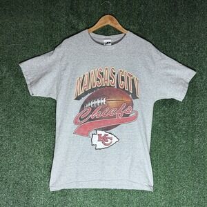 Kansas City Chiefs Shirt Men's L Gray NFL Football Tee Dynasty Graphic 90s VTG